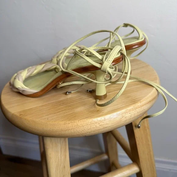 NEW Anthropologie Vicenza Braided Leather Kitten Heel Sandals - Picture 4 of 8